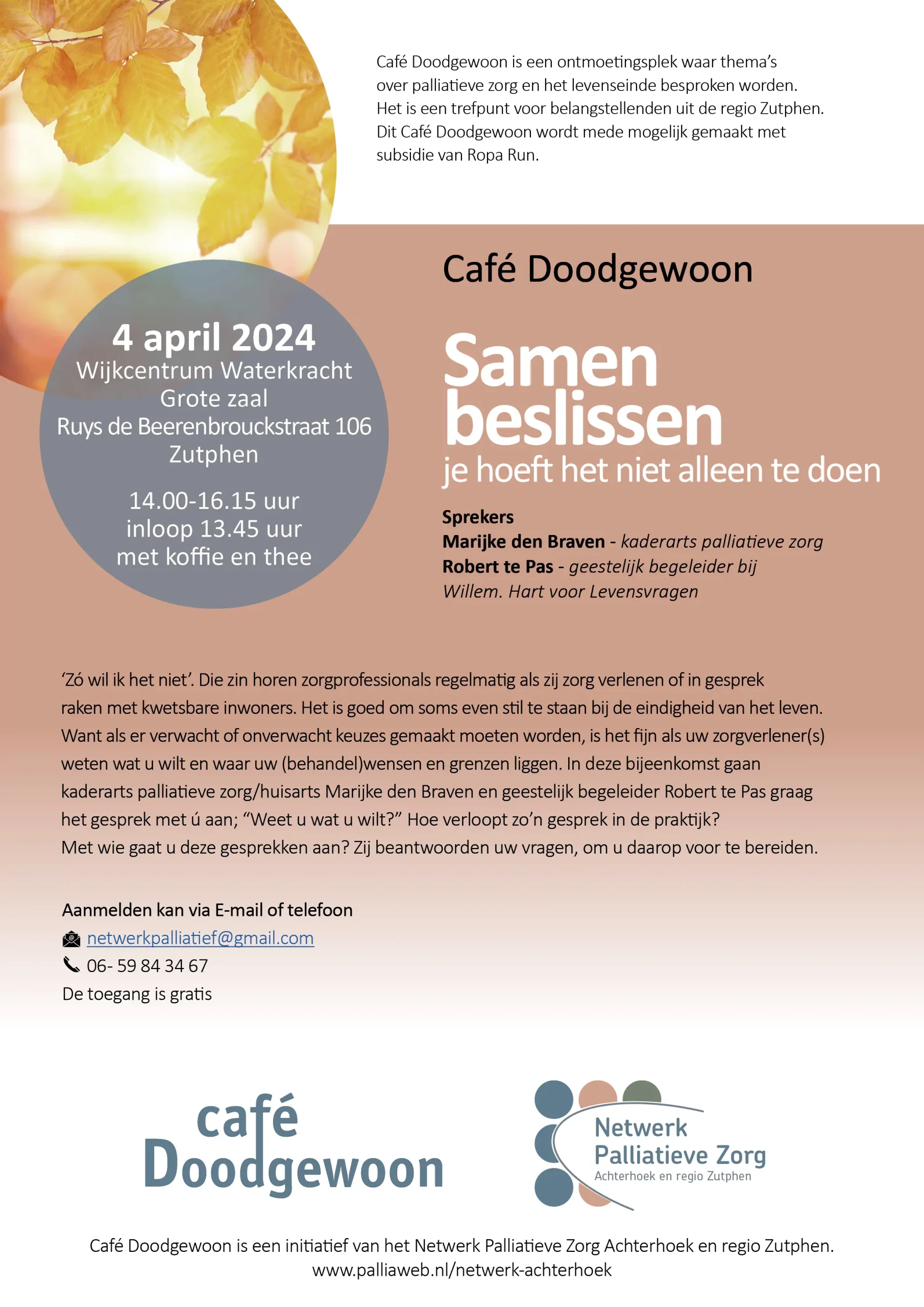 Café Doodgewoon samen beslissen – 4 april