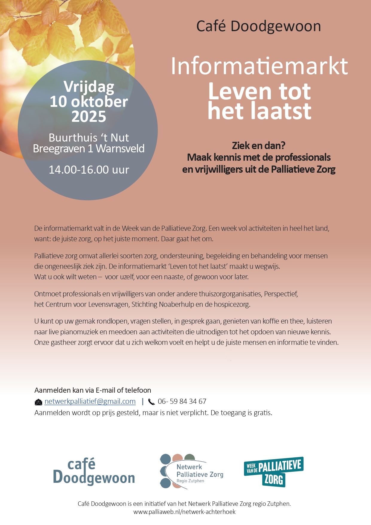 Cafe doodgewoon leven tot het laatst 2025 flyer